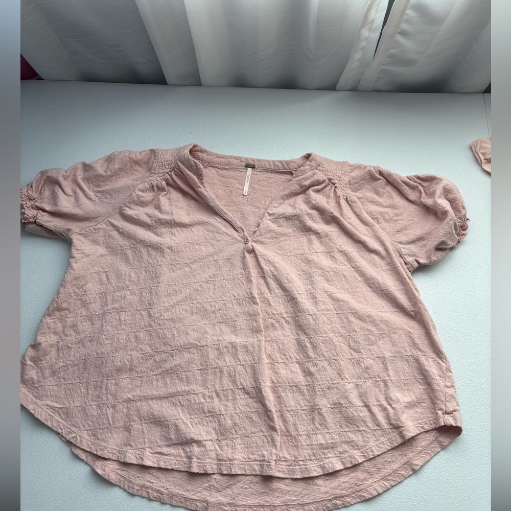 Free People Blush Puff‎ Sleeve Blouse